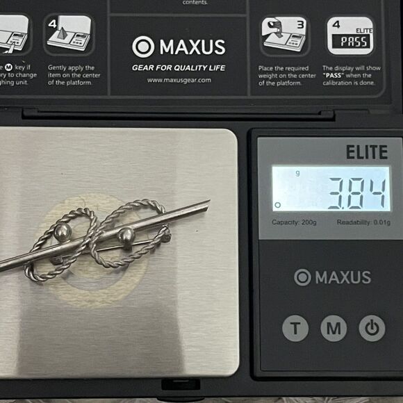 Vintage Forstner Sterling Silver Signed Abstract Rope Swirl Bar Pin Brooch 3.8g - Picture 6 of 6